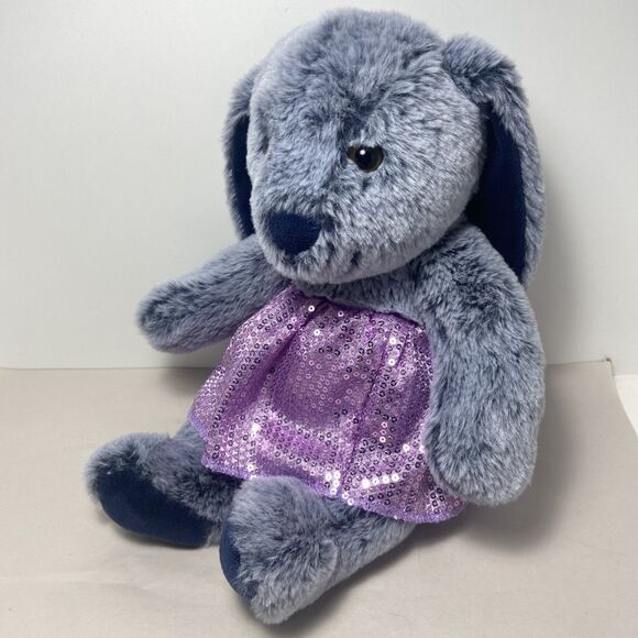 Kaisiyang Soft Bunny Rabbit  Blue & Purple Sequin Skirted Color 13 inch Lop Ear - Picture 3 of 7